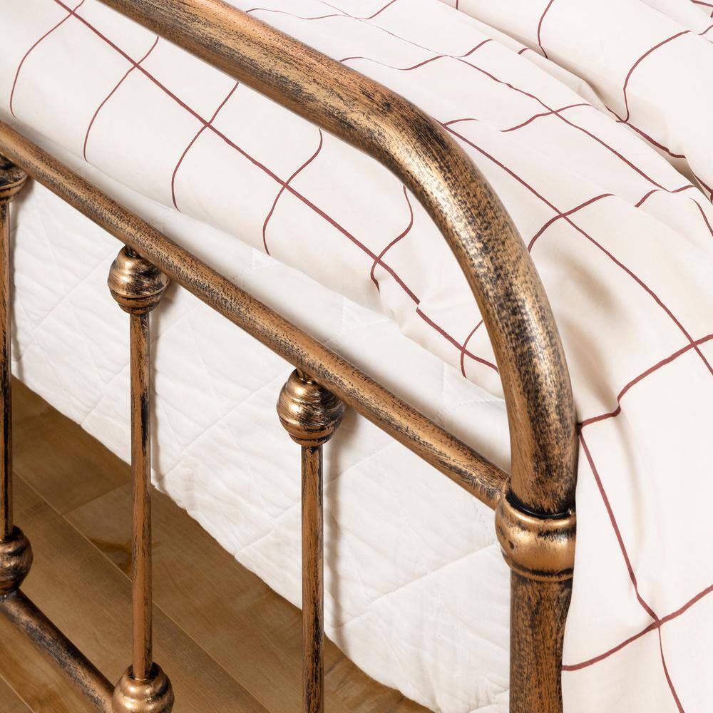 Prairie Queen Bronze Metal Platform Bed with Upholstered Headboard