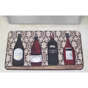 Assorted Wines 18 in. x 30 in. Faux Leather Anti Fatigue Gelness Kitchen Mat