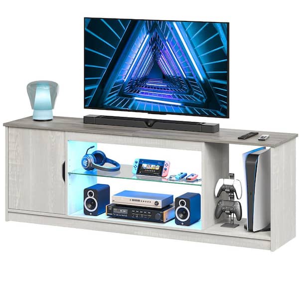 Bestier 58.3 in. Black Marble Color Gaming TV Stand Fits