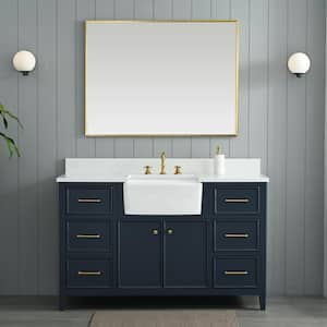 Casey 54 in. W x 22 in. D Bath Vanity in Indigo Blue with Engineered Stone Vanity Top in Ariston White with White Sink