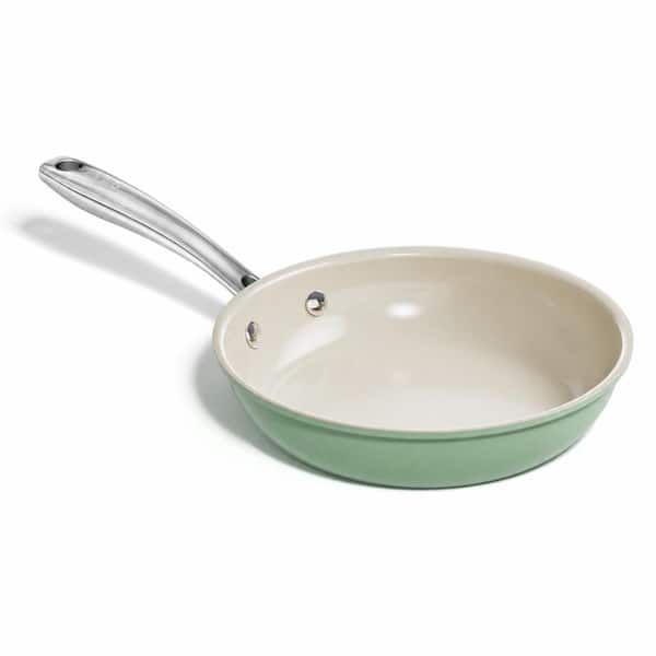 8 in. Green Ceramic Triple-Layer Nonstick Omelette Pan, Forged Aluminum, PTFE PFAS Free, Induction
