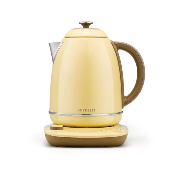 BUYDEEM 7-Cup 1.7 L Stainless Steel Electric Tea Kettle with Temperature Control and Boil Dry Protection-Mellow Yellow