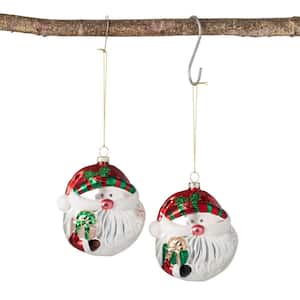 4.75 in. Metallic Santa Ornament - Set of 2, Multi-Colored Christmas Ornaments