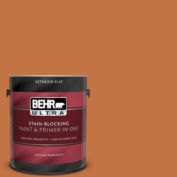 BEHR ULTRA 1 gal. #UL120-8 Marmalade Glaze Flat Exterior Paint and Primer in One