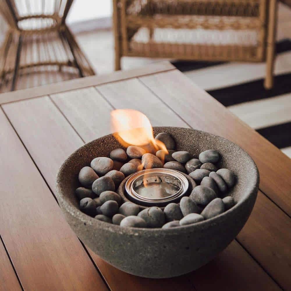 Geo Black Concrete Tabletop Gel Fuel Fire Bowl