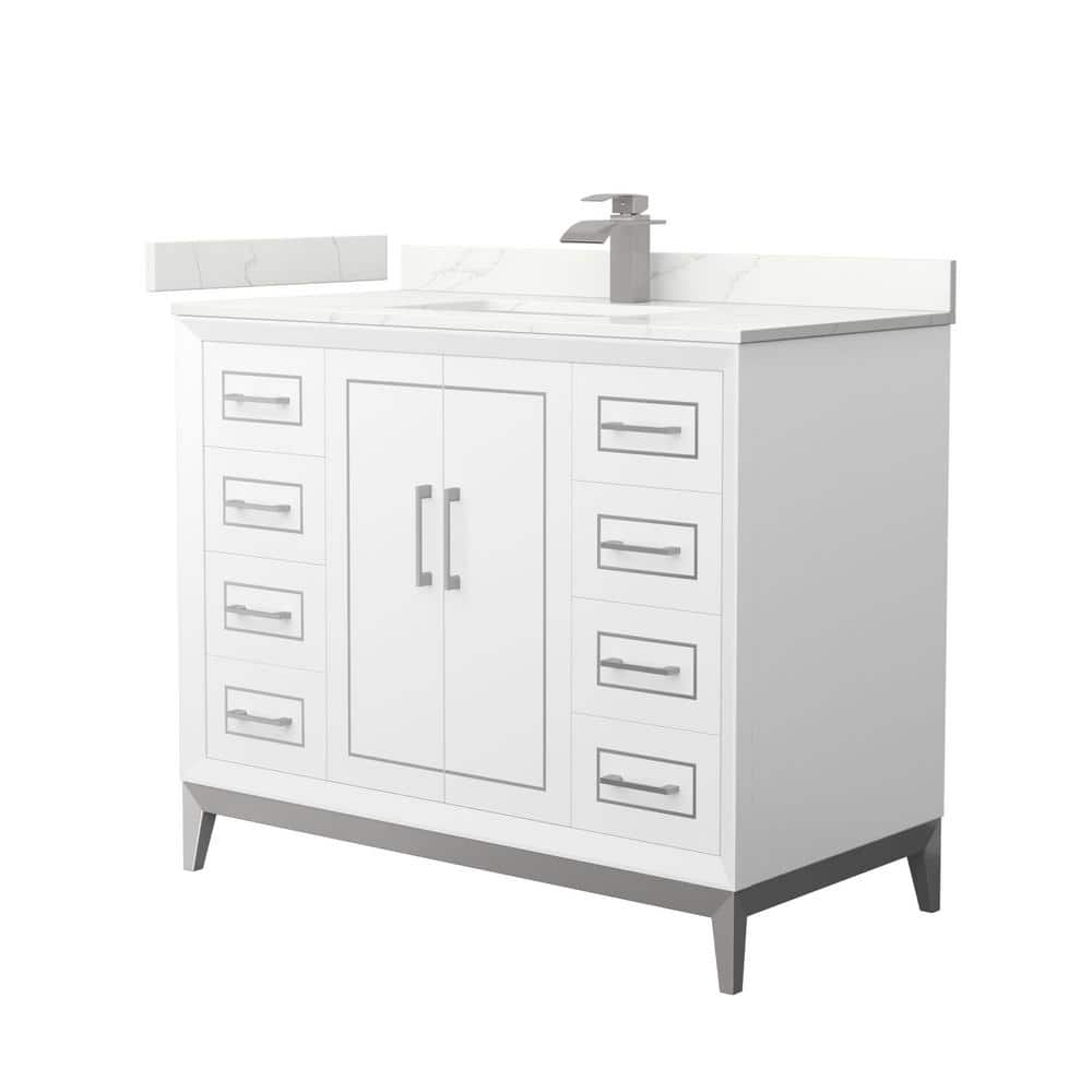 Marlena 42 in. W x 22 in. D x 35.25 in. H Single Bath Vanity in White with Giotto Quartz Top price history on PriceWatchPro