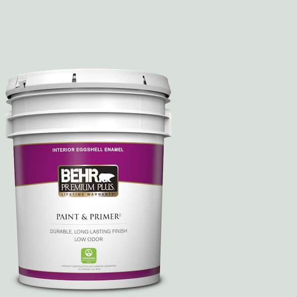 BEHR PREMIUM PLUS 5 gal. #N420-1 Juniper Breeze Eggshell Enamel Low Odor Interior Paint & Primer