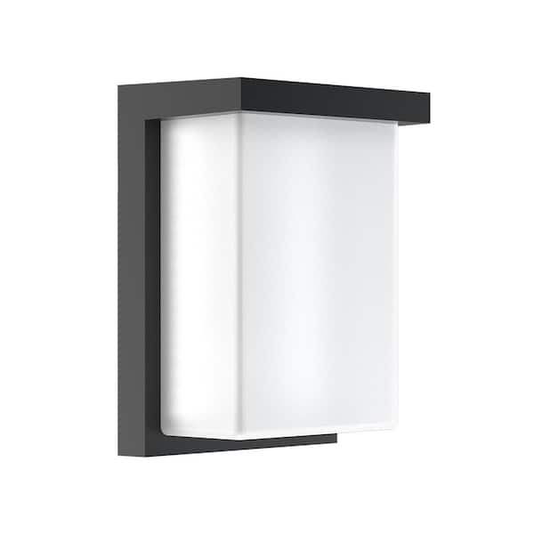 Euri Lighting Matte Black 8 in. 3 CCT and 3-Wattage Selectable Outdoor Coach Wall Sconce with Integrated LED, ENERGY STAR
