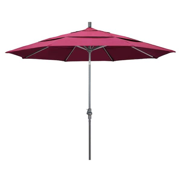 California Umbrella 11 ft. Hammertone Grey Aluminum Market Patio ...