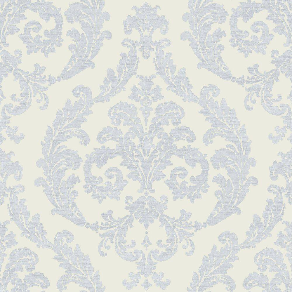 Palazzo 2 Collection Ice Blue Silk Damask Vinyl on Non-Woven Non-Pasted Wal