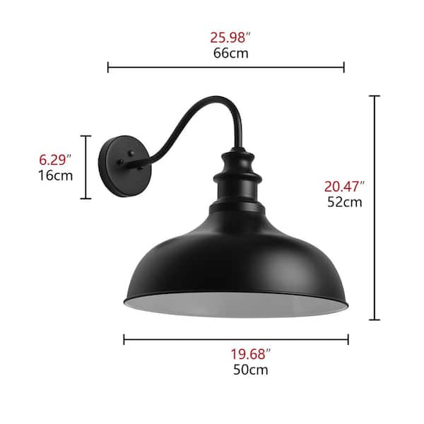 aiwen Modern Dusk JE-W6337C Metal Outdoor The Gooseneck Home Shade to Light Depot with Hardwired Wall Exterior Barn Dawn Sconce Fixture - Black