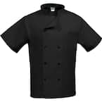 C10PS Unisex LG Black Short Sleeve Classic Chef Coat