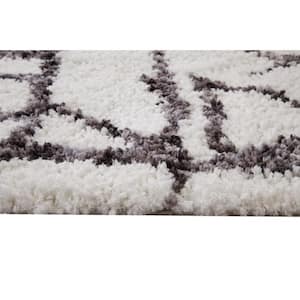 Oasis Juno White and Dark Gray 7 ft. 10 in. x 10 ft. 1 in. Abstract Polyester Area Rug