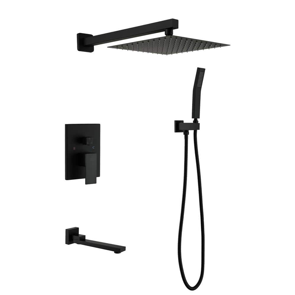 Matte Black Large Square Dual Rain Shower System