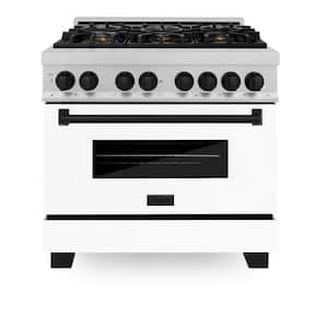 Autograph Edition 36 in. 6 Burner Dual Fuel Range in Fingerprint Resistant Stainless Steel, White Matte and Matte Black