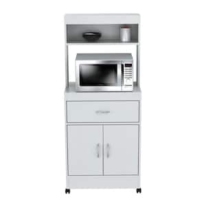 Ready to Assemble 23.62 in. x 15.75 in. x 54.13 in. White Laminate Microwave Storage Cabinet