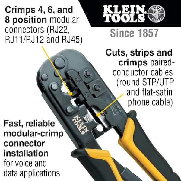 Ratcheting Data Cable Crimper  Stripper and Cutter, Ethernet RJ45, Data/Voice/Video