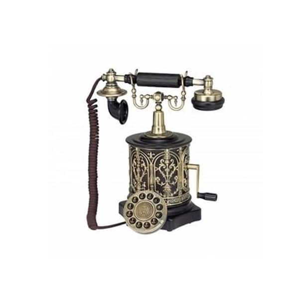 Paramount Analog Corded Biscuit Barrel 1893 Reproduction Phone System with Faux-Rotary Dial - Black