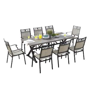 9-Piece Cast Aluminum Outdoor Dining Set with 8 Stackable Chairs and Table