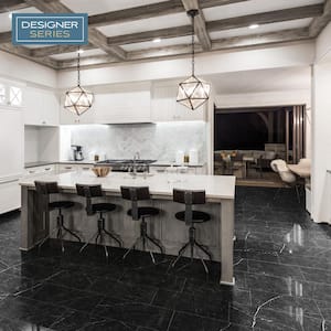 Designer Series Palazzo Marquina Polished 12 in. x 24 in. Marble Look Porcelain Floor and Wall Tile (13.56 sq. ft./Case)