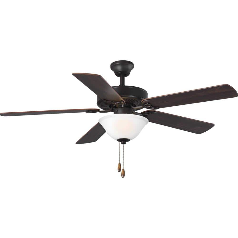 Architectural Bronze 52" Ceiling Fan with Reversible Blades and Lighting