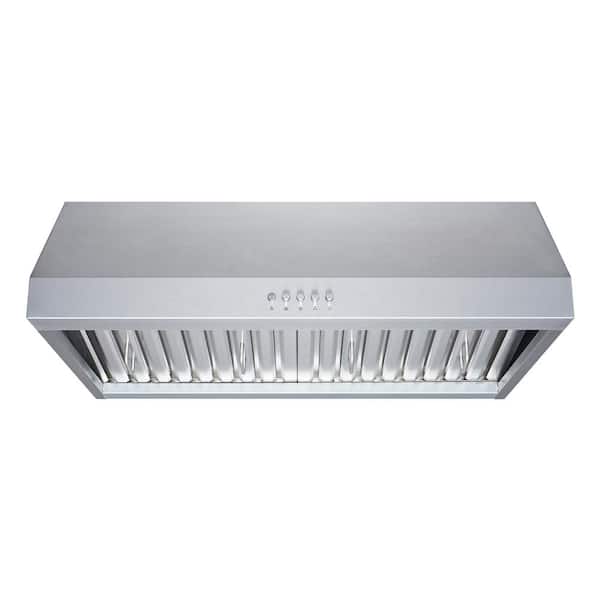 Winflo 30 in. 466 CFM Convertible Under Cabinet Range Hood in Stainless Steel with Baffle Filters and Push Buttons