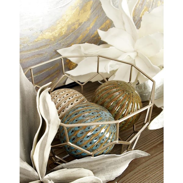 Multi Colored Ceramic Orbs & Vase Filler with Grooves (4- Pack)