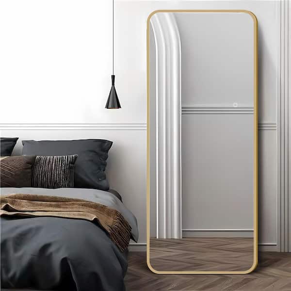Gold 19.7 in. W x 64.2 in. H Rectangle Metal Full Length Mirror with 3 Color Lighting