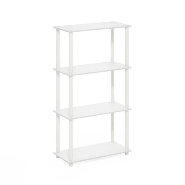 Turn-N-Tube 43.25 in. Tall White/White Wood 4-Shelf Etagere Bookcases