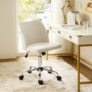 Javier Ivory Modern Upholstery Armless Office Chair with Metal Legs