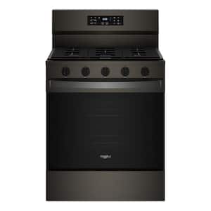 30 in. 5 Burners Freestanding Gas Range in Black-on-Stainless with Air Cooking Technology