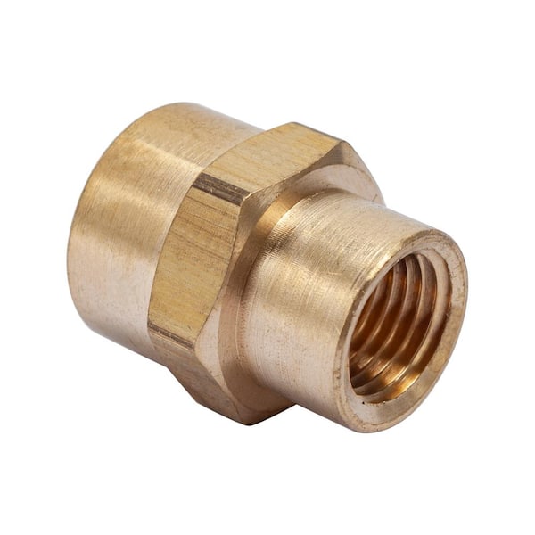 BRASS REDUCING COUPLING 3/8 X 1/4 FEMALE NPT PIPE FITTING ADAPTER AIR FUEL WATER 