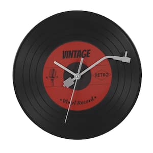 Vinyl Record 12 in. Modern Plastic Wall Clock Silent Non Ticking Analog Clock