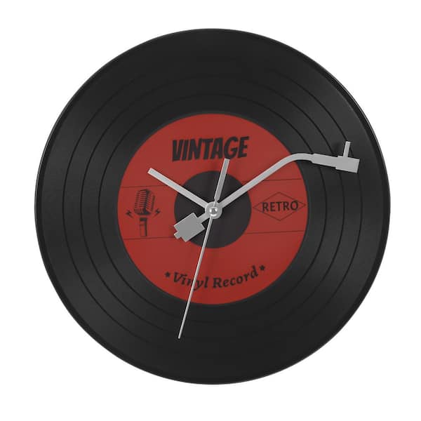 Oumilen Vinyl Record 12 in. Modern Plastic Wall Clock Silent Non Ticking Analog Clock