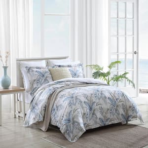 Bakers Bluff 3-Piece Blue Botanical Cotton Queen Comforter Set