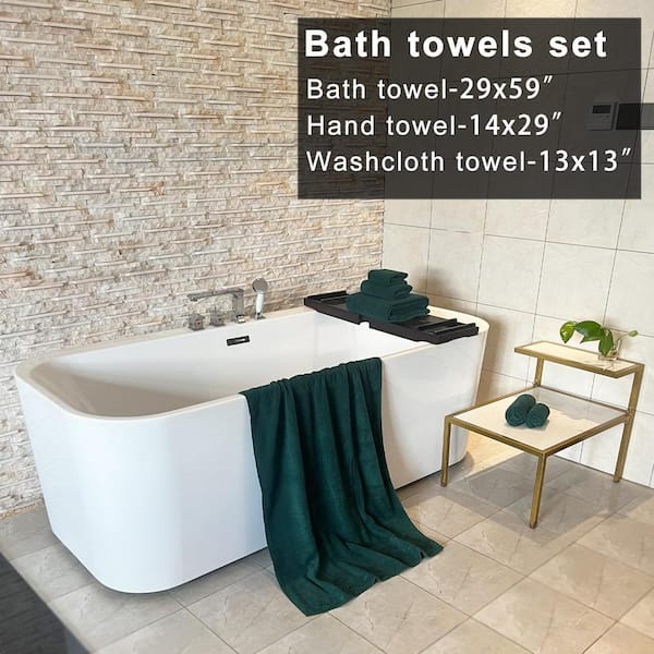 6-Piece Dark Green Quick Dry Super Soft Microfiber Towel Set JO73P