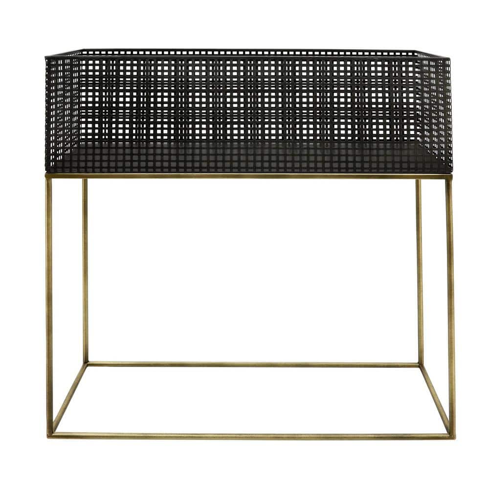 METAL, S/2 20/24 in. Square Planters for Flower And Vegetable Plant, Black/