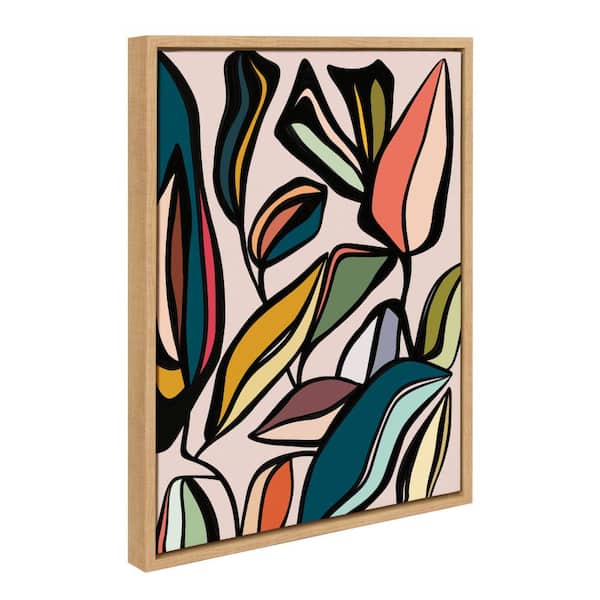 Kate and Laurel Sylvie Fanciful Ficus Framed Canvas by Alicia Bock Set of 1 Abstract Art Print 18.00 in. x 24.00 in.