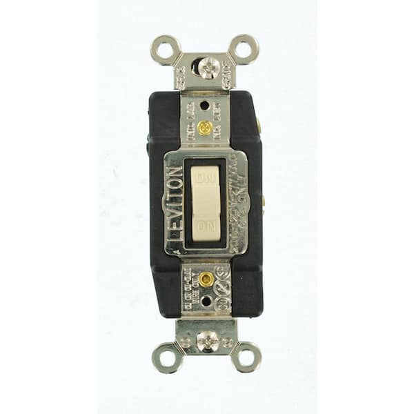 20 Amp Industrial Grade Heavy Duty Single-Pole Double-Throw Center-Off Momentary Contact Toggle Switch, Ivory 1257-I