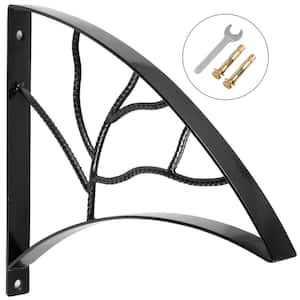 Wrought Iron Handrail Wall Mounted Hand Railing Handrails for Outdoor Steps, Black