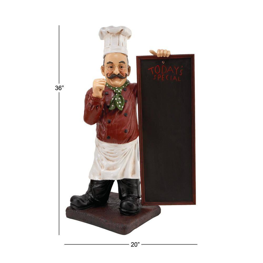 Classic Chef Figurine with Chalkboard in Multi Colors