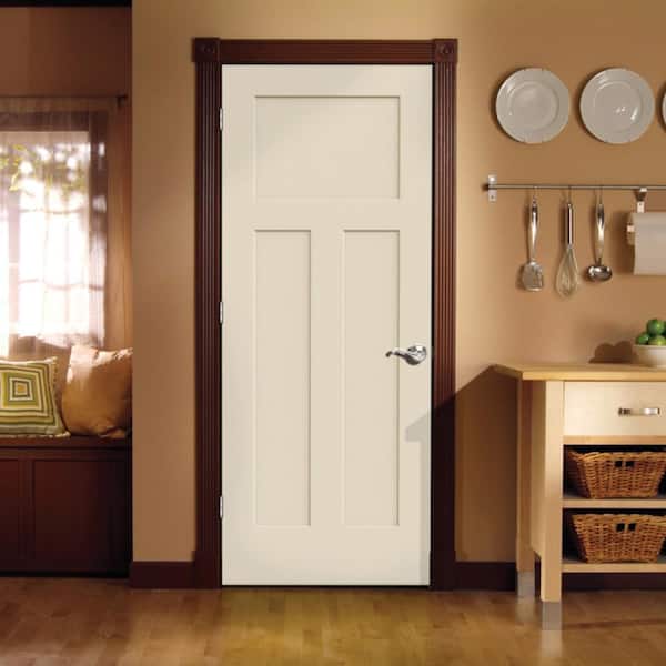 MMI Door 36 in. x 80 in. Smooth Craftsman 3-Panel Right-Hand Solid 