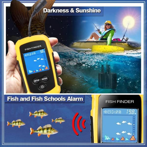 Vrbgify Portable Water Handheld Fish Depth Finder Sonar Castable Kayak Boat  Fishfinder Transducer Fishing with LCD Display 026SA04-127D - The Home Depot