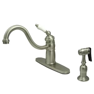 Victorian Single-Handle Standard Kitchen Faucet with Side Sprayer in Brushed Nickel