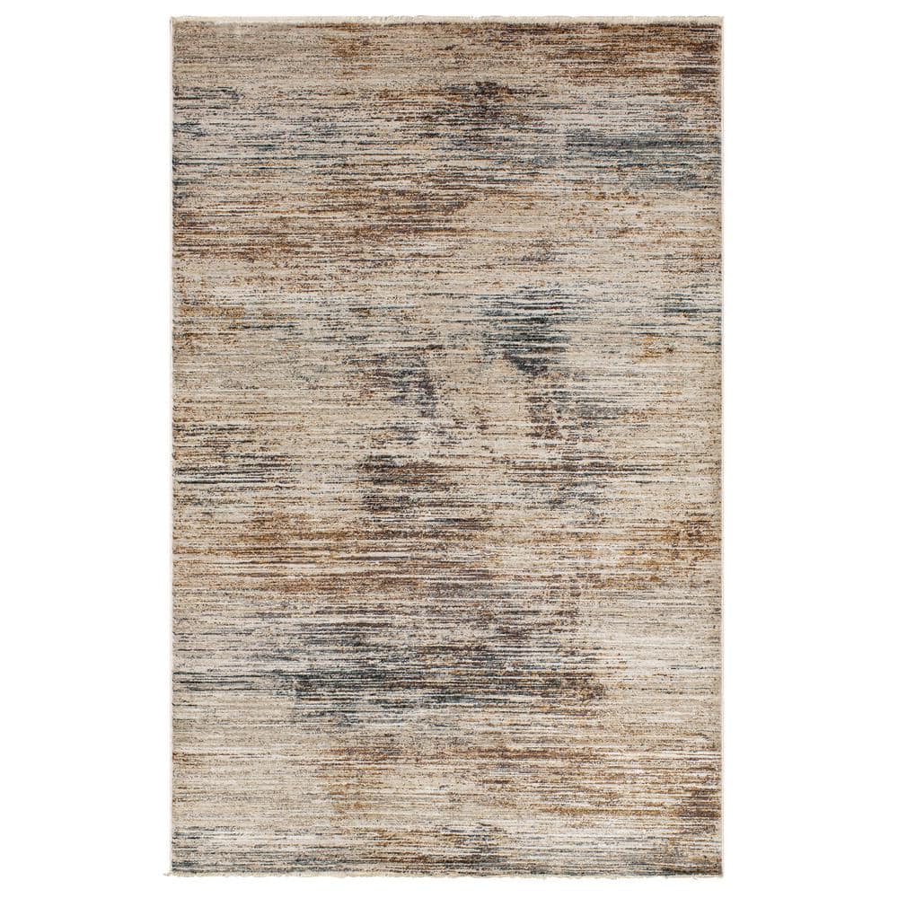 Abstract Slate and Cream Soft Feel Synthetic Area Rug - 36"x23"