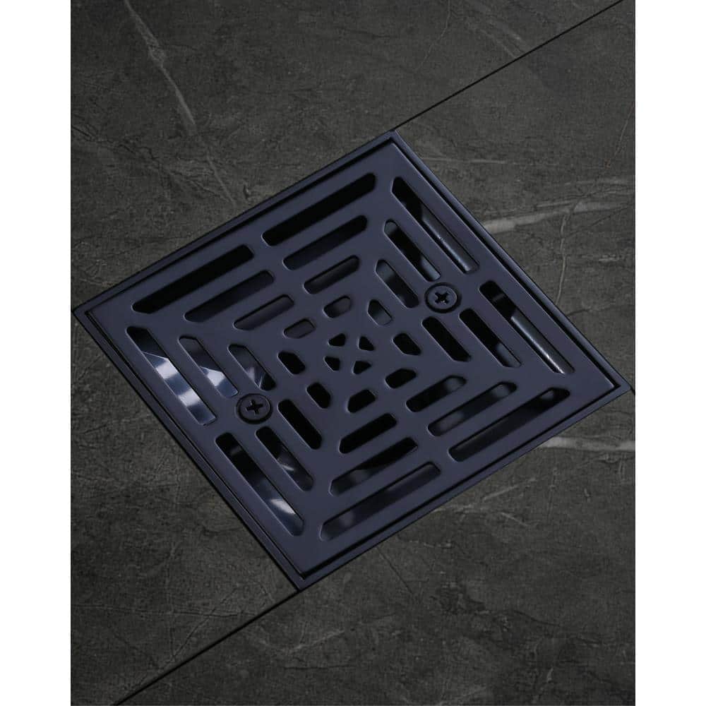 4.5 Inch Matte Black Stainless Steel Square Floor Drain