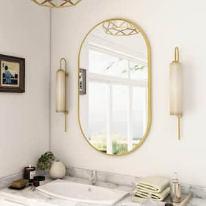 HOMLUX Oval Wall Mounted Mirror 20"x36" in Gold