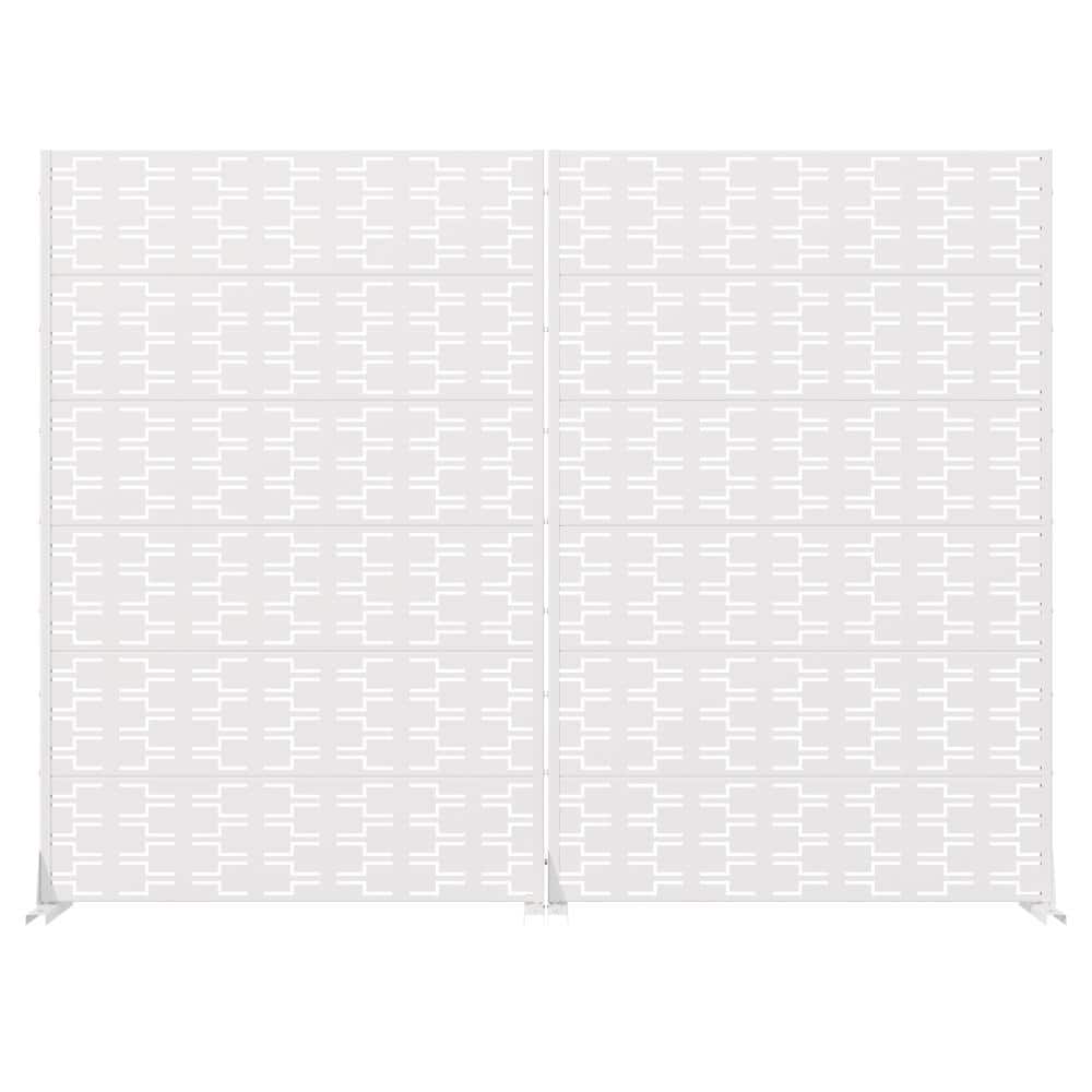 72 in. H x 47 in. W Outdoor White Galvanized Steel Decorative Garden Fence Privacy Screen (2-Pack) price history on PriceWatchPro