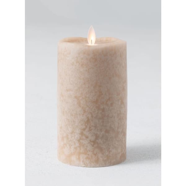 SULLIVANS 8 in. Tan Mottled LED Pillar Candle
