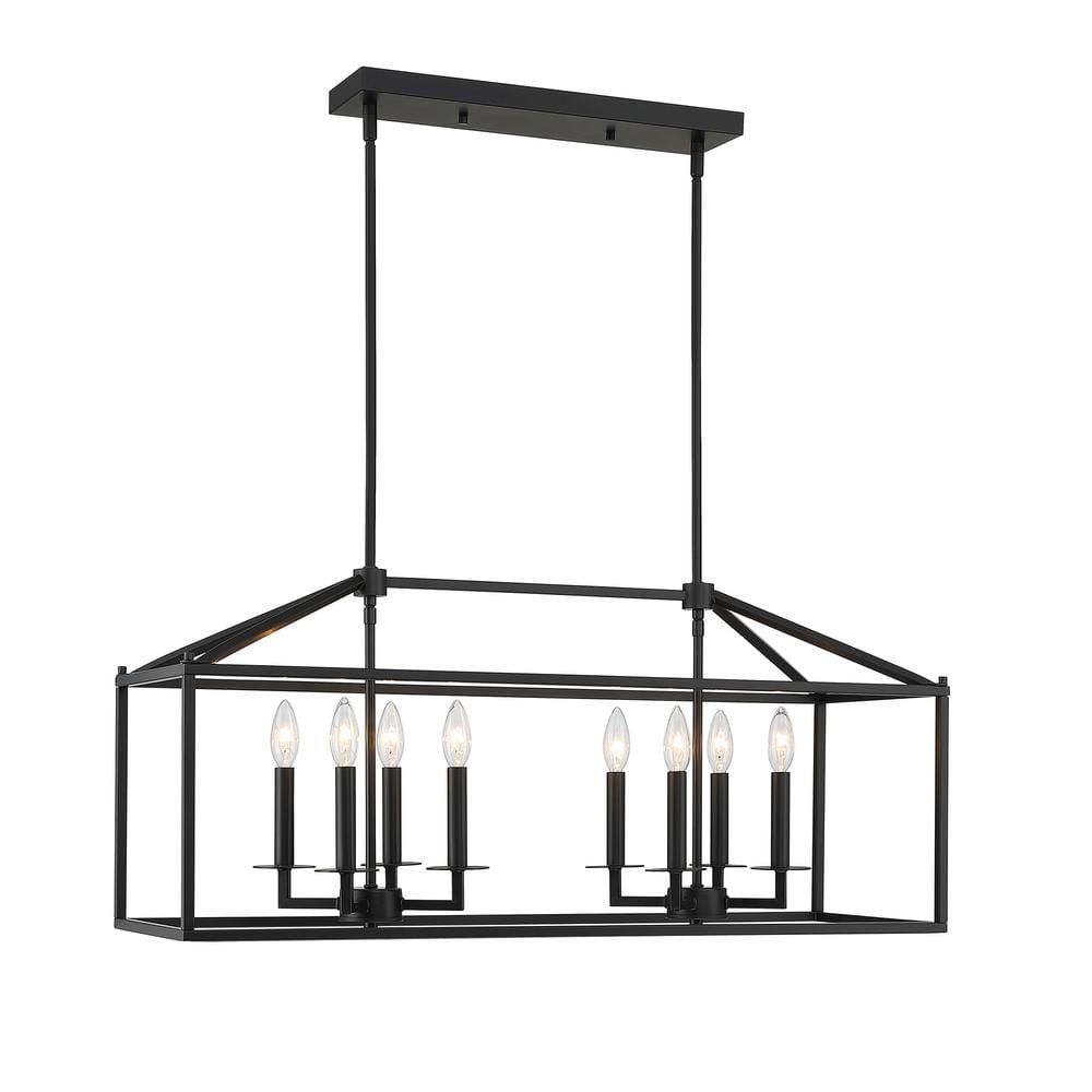 Hukoro Alfa 35 in. 8-Light Modern Linear Kitchen Island Rectangle Pendant  Chandelier with Matte Black Finish F50488-BK - The Home Depot